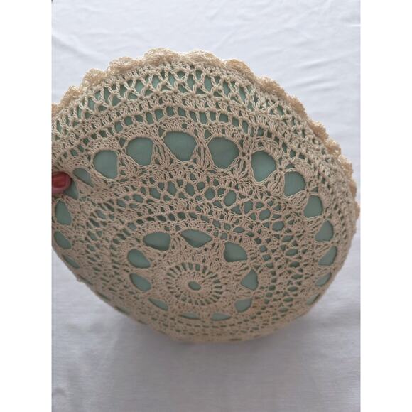 Vintage Handmade Crochet Lace Doily Pillow Decorative Accent Round Throw Cushion - Picture 3 of 7